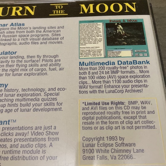 CD-ROM RETURN TO THE MOON: Lunar Eclipse Software. Multimedia DataBank - Picture 4 of 6